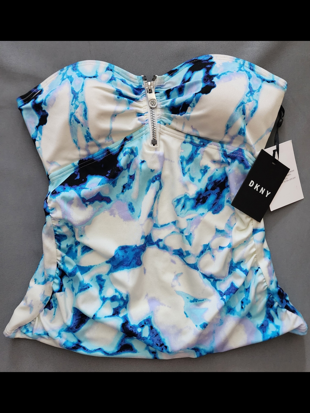 DKNY Watercolor Strapless Tankini Swim Top NWT Size XS